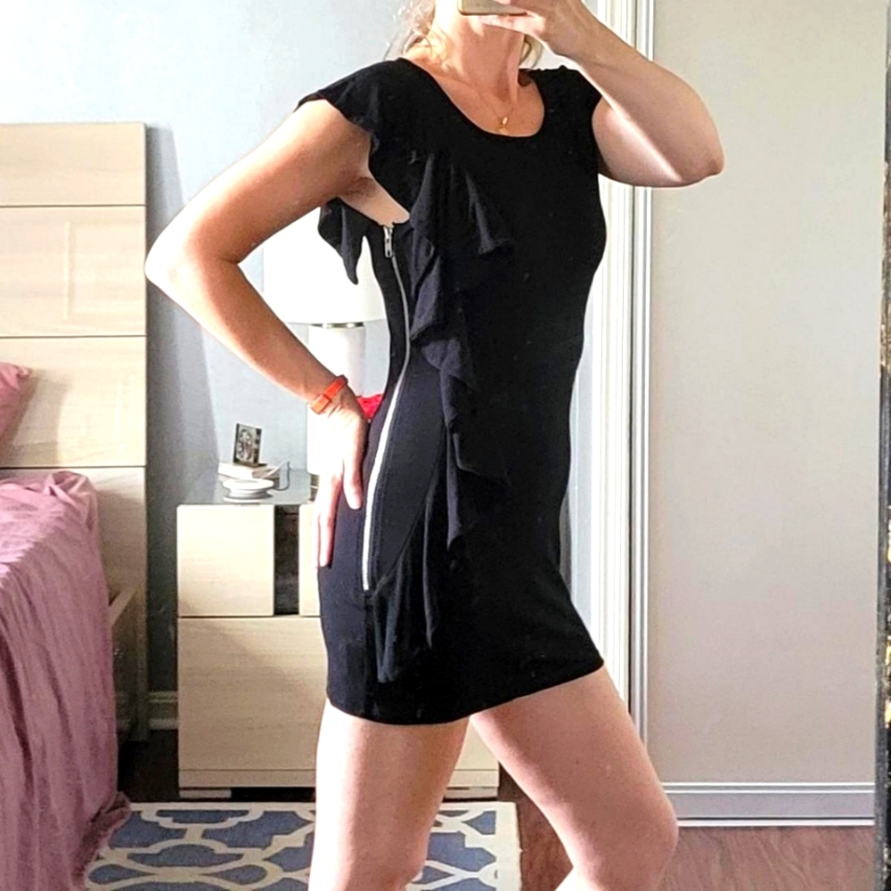 INC International Concepts Ruffled Black Dress Size S